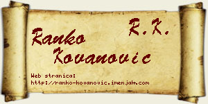 Ranko Kovanović vizit kartica